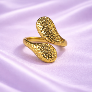 Gold Hammered Twin Disc Ring – Anti Tarnish Jewellery