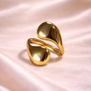Gold Twin Teardrop Ring – Anti Tarnish Jewellery