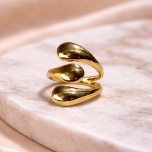 Gold Double Orb Adjustable Ring – Anti Tarnish Jewellery